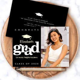 Schwarzer Abschluss Foto fett Typografie reales Go Folieneinladung