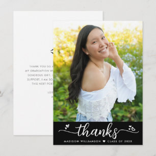 Schwarzer Abschluss Foto Modernes, elegantes Scrip Dankeskarte