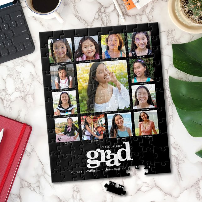 Schwarzer Abschluss K-12 FotoCollage Moderne Fett Puzzle (Von Creator hochgeladen)