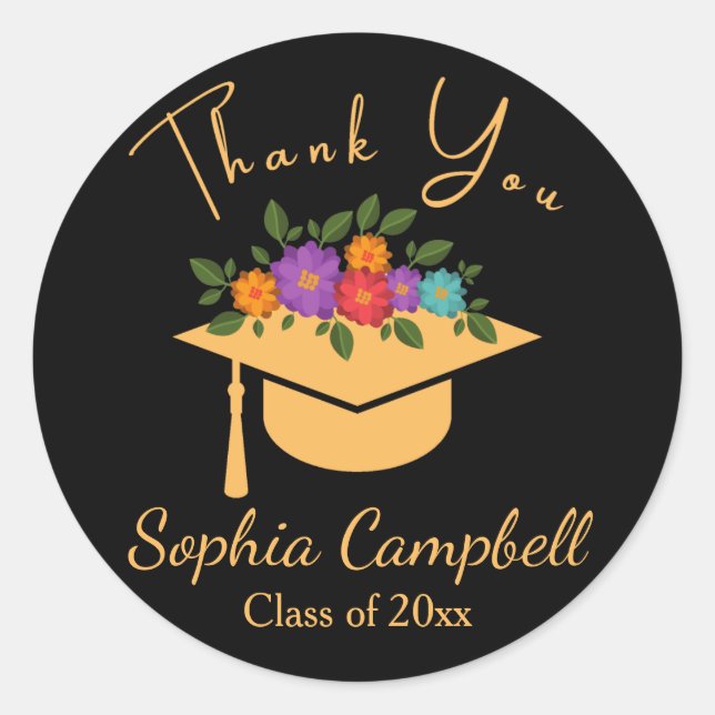 Schwarzer Abschluss Klassischer Rundaufkleber Runder Aufkleber (Vorderseite)