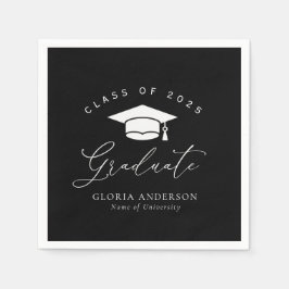 Schwarzer Abschluss mit weißem Skript Serviette