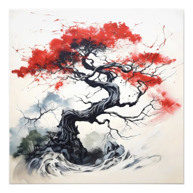 Schwarzer Abstrakter Baum Fotodruck (Vorne)