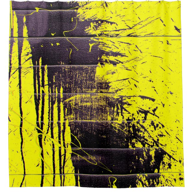 Schwarzer abstrakter Spritzer malen Tropfen auf ei Duschvorhang (Vorderseite)