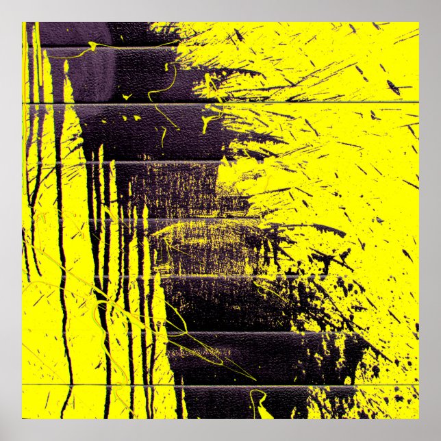 Schwarzer abstrakter Spritzer malen Tropfen auf ei Poster (Vorne)