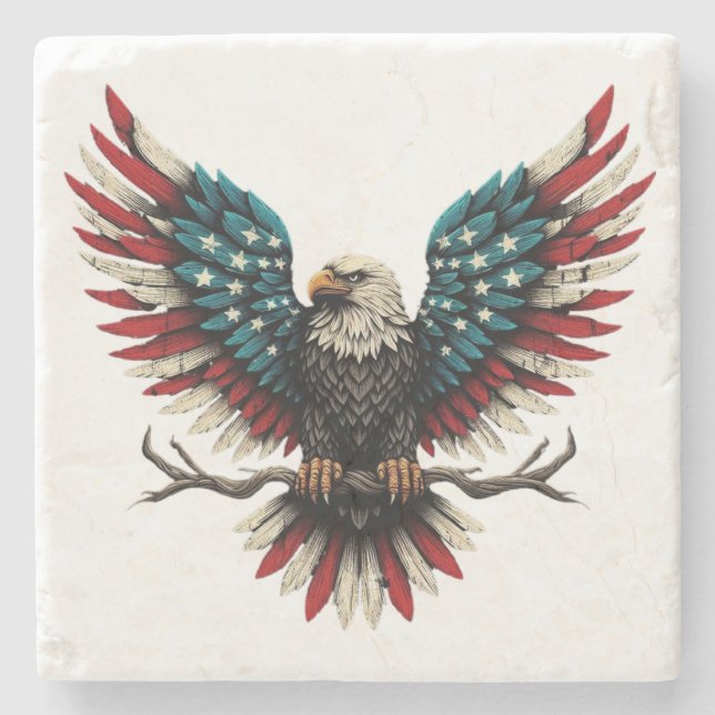 Schwarzer Adler aus Rustikal Steinuntersetzer (Vorderseite)