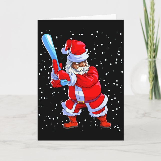 Schwarzer afroamerikanischer Weihnachtsmann Baseba Karte (Vorderseite)