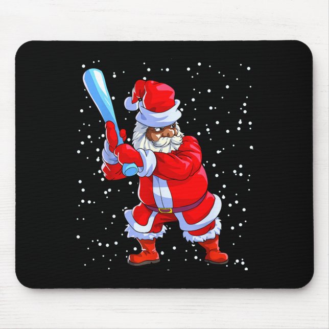 Schwarzer afroamerikanischer Weihnachtsmann Baseba Mousepad (Vorne)