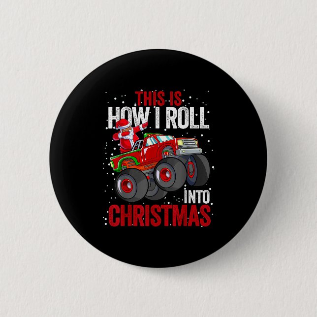 Schwarzer afroamerikanischer Weihnachtsmann-Monste Button (Vorderseite)