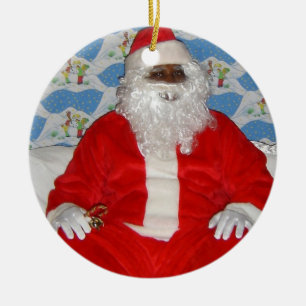 Schwarzer afroamerikanischer Weihnachtsmann-Schmuc Keramik Ornament