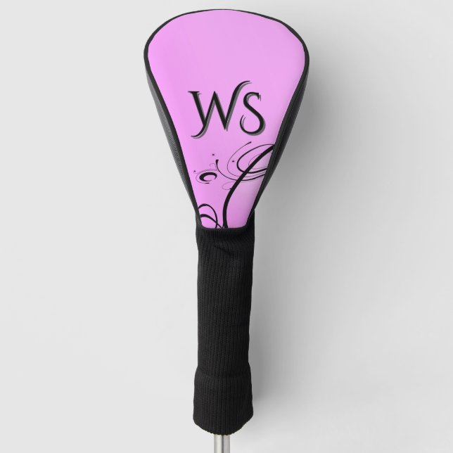 Schwarzer Akzent auf rosa Monogramm Golf Headcover (Vorderseite)