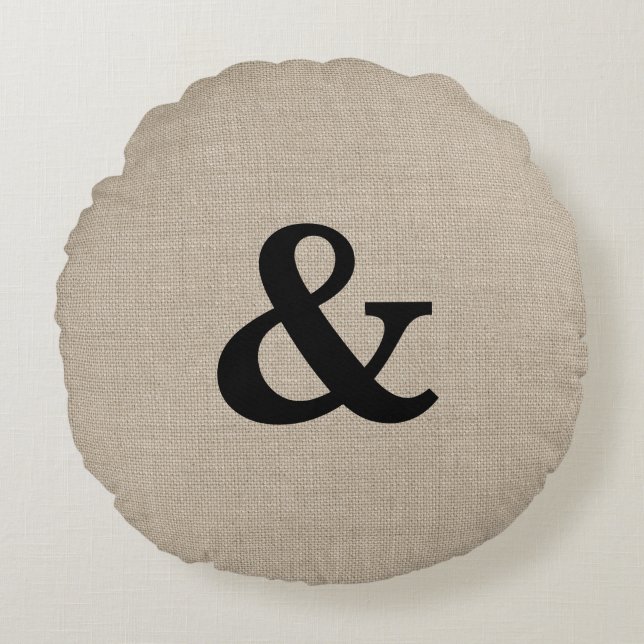 Schwarzer Ampersand Rundwurfkissen Rundes Kissen (Vorderseite)