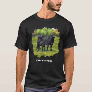 Schwarzer Angus Kuh und Niedlicher Kalb T - Shirt