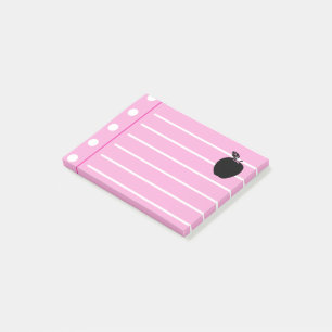 Schwarzer Apfel Rosa Noten Post-it Klebezettel