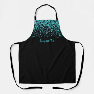 Schwarzer Aquamariner Imitat Glitzer Personalisier Schürze