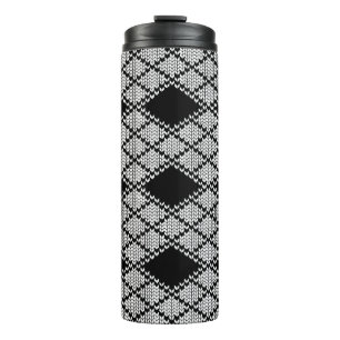 SCHWARZER ARGYLE STRICK Thermal Tumbler Thermosbecher