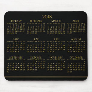 Schwarzer Art Deco Gold Jahrkalender 2018 Mousepad