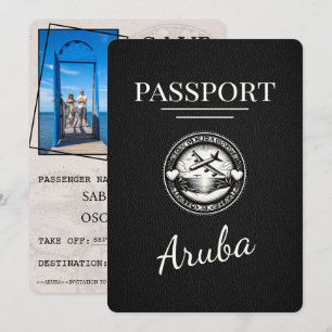 Schwarzer Aruba Reisepass Save The Date