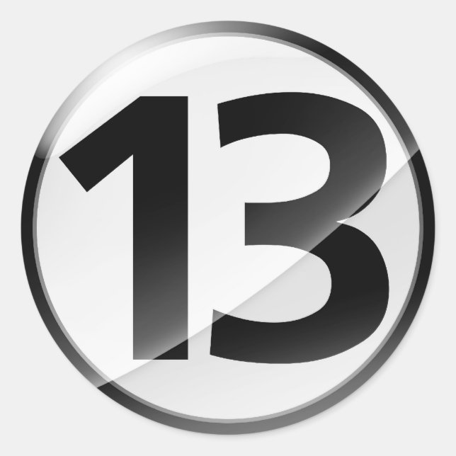 Schwarzer Aufkleber der Nr. 13 (Vorderseite)