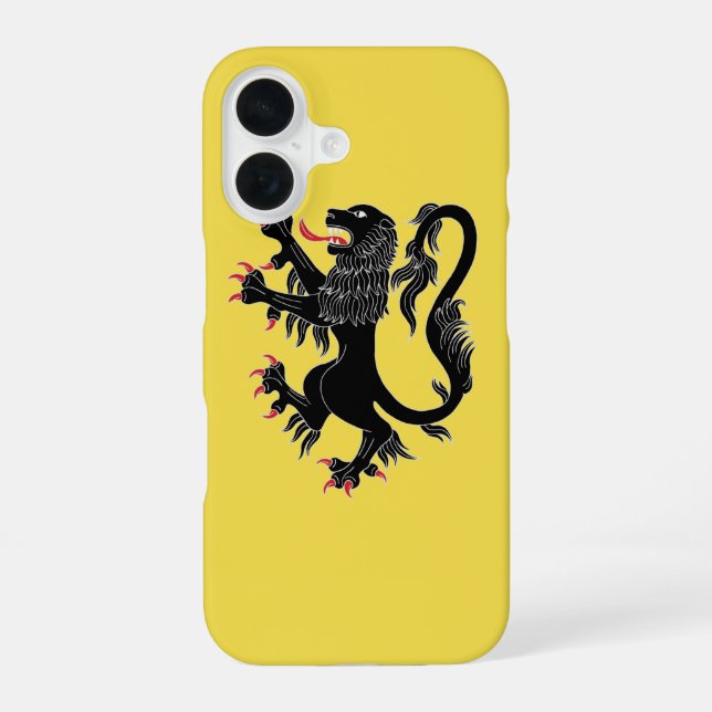 Schwarzer aufsteigender Löwe iPhone 16 Hülle (Rückseite)