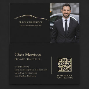 Schwarzer Auto-Service-QR-Code-Foto Schwarz & Gold Visitenkarte