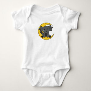 Schwarzer Axoltolt auf dem Mond Gute Nacht Baby Strampler