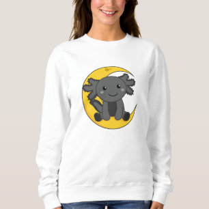 Schwarzer Axoltolt auf dem Mond Gute Nacht Sweatshirt
