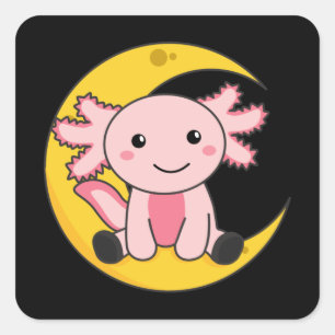 Schwarzer Axoltolt auf dem Mond Guter nächtlicher  Quadratischer Aufkleber