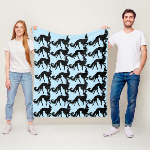 Schwarzer Ballet Borzoi Print Plüsch Fleece Wurf