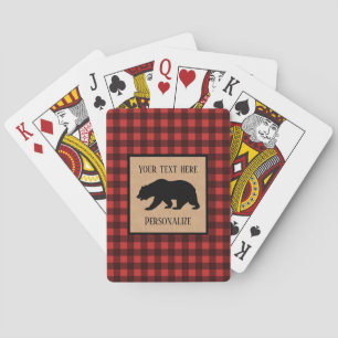 Schwarzer Bär Auf Rot-Schwarzem Karo Personalisier Spielkarten