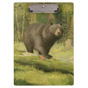 Schwarzer Bär, der auf einen Baum-Stamm tritt Klemmbrett