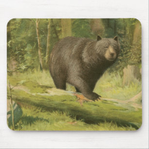 Schwarzer Bär, der auf einen Baum-Stamm tritt Mousepad