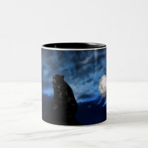 Schwarzer Bär durch Mondschein Zweifarbige Tasse