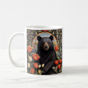 Schwarzer Bär farbenfrohe Tulip-Blume Kaffeetasse