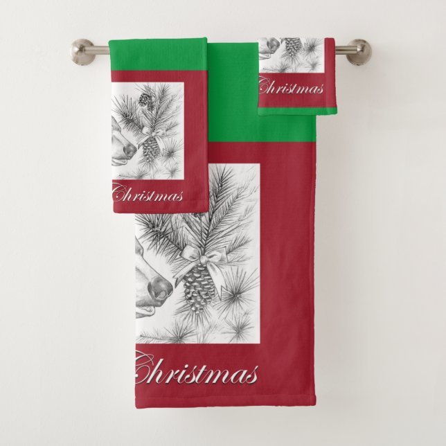 Schwarzer Bär Frohe Weihnachten Badhandtuch Set (Insitu)