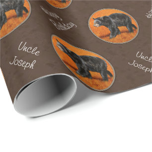 Schwarzer Bär Herbst Erde braun Geschenkpapier