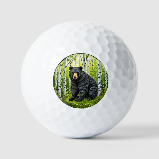 Schwarzer Bär im Birnenwald Golfball (Vorderseite)