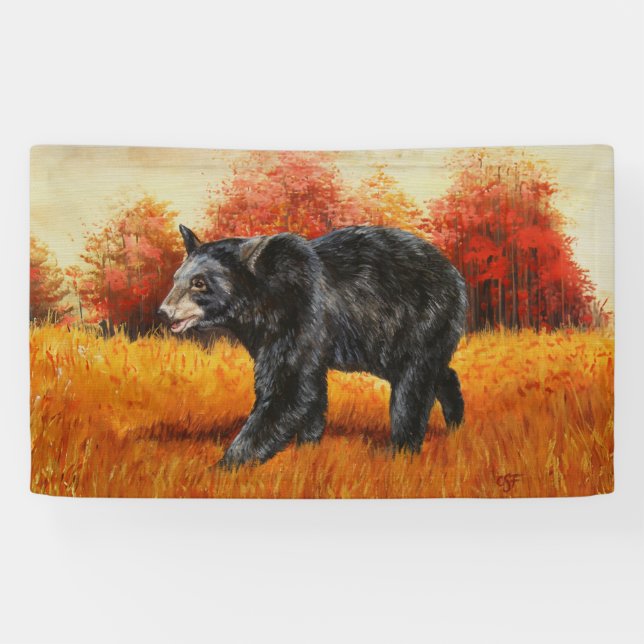 Schwarzer Bär im Herbstwald Banner (Horizontal)