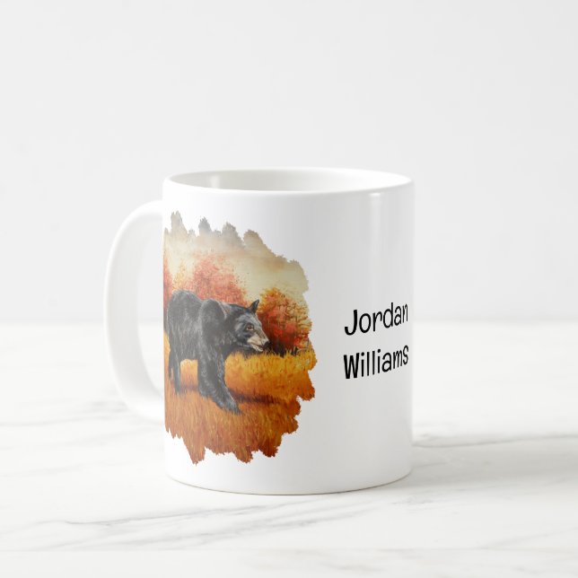 Schwarzer Bär im Herbstwald Kaffeetasse (Vorderseite Links)