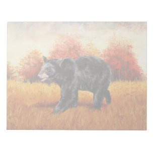 Schwarzer Bär im Herbstwald Notizblock