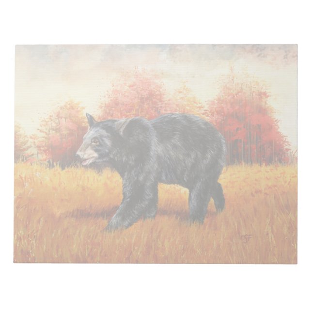 Schwarzer Bär im Herbstwald Notizblock (Vorderseite)