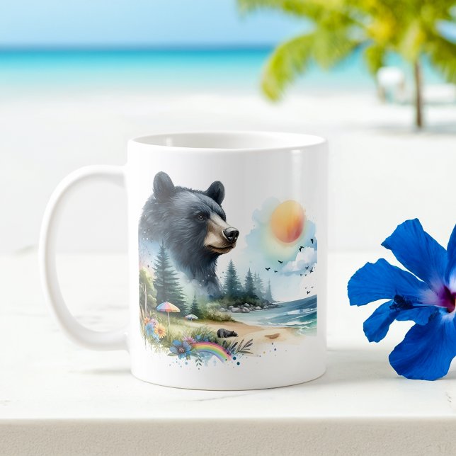 Schwarzer Bär im Sommer Kaffeetasse (Von Creator hochgeladen)