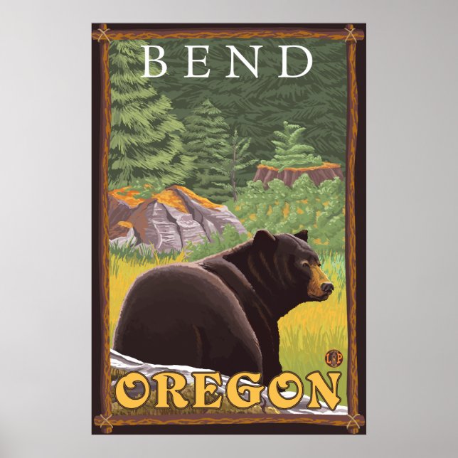 Schwarzer Bär im Wald - Bend, Oregon Poster (Vorne)