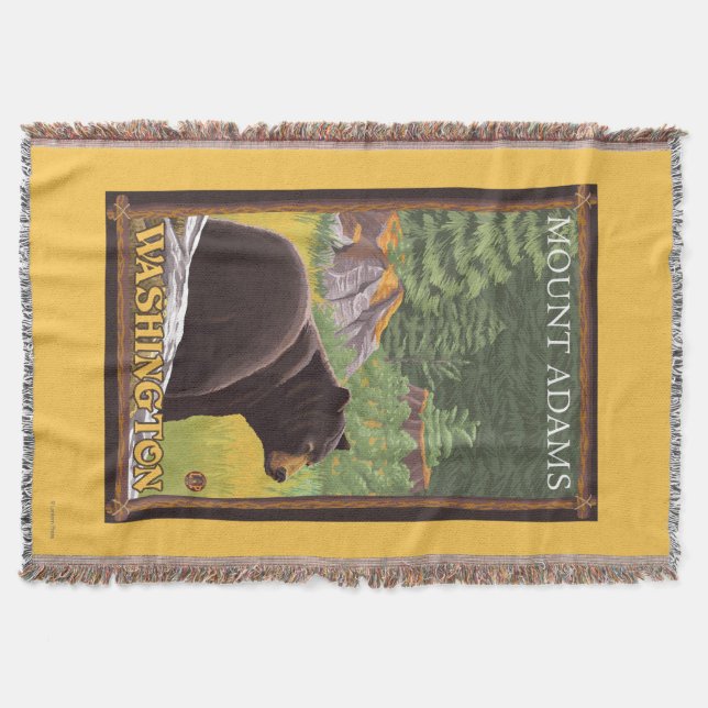 Schwarzer Bär im Wald - Berg Adams, Washington Decke (Vorderseite)
