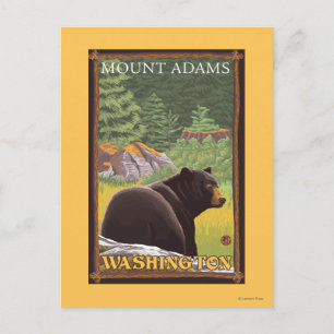 Schwarzer Bär im Wald - Berg Adams, Washington Postkarte