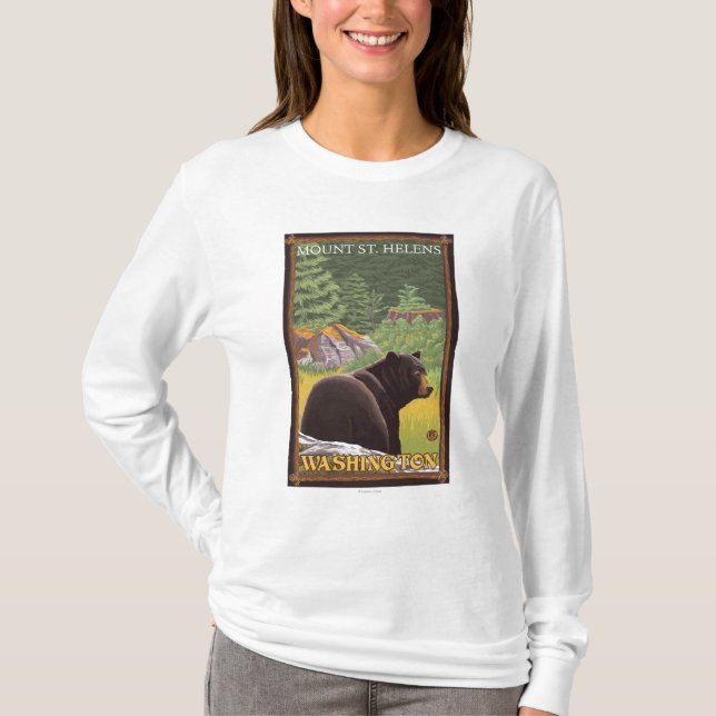 Schwarzer Bär im Wald - der Mount Saint Helens, WA T-Shirt (Vorderseite)