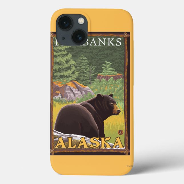 Schwarzer Bär im Wald - Fairbanks, Alaska Case-Mate iPhone Hülle (Rückseite)