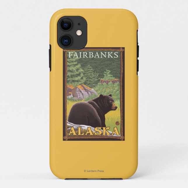Schwarzer Bär im Wald - Fairbanks, Alaska Case-Mate iPhone Hülle (Rückseite)