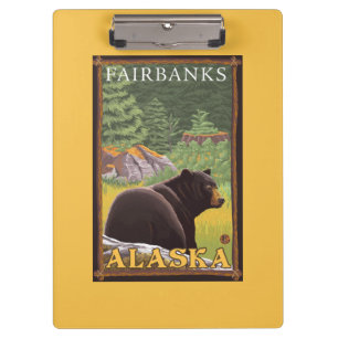 Schwarzer Bär im Wald - Fairbanks, Alaska Klemmbrett