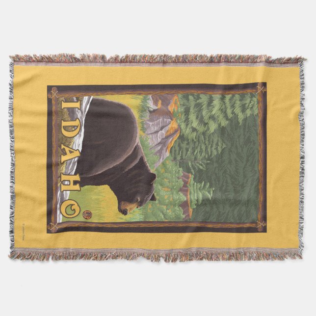 Schwarzer Bär im Wald - Idaho Decke (Vorderseite)