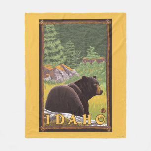 Schwarzer Bär im Wald - Idaho Fleecedecke